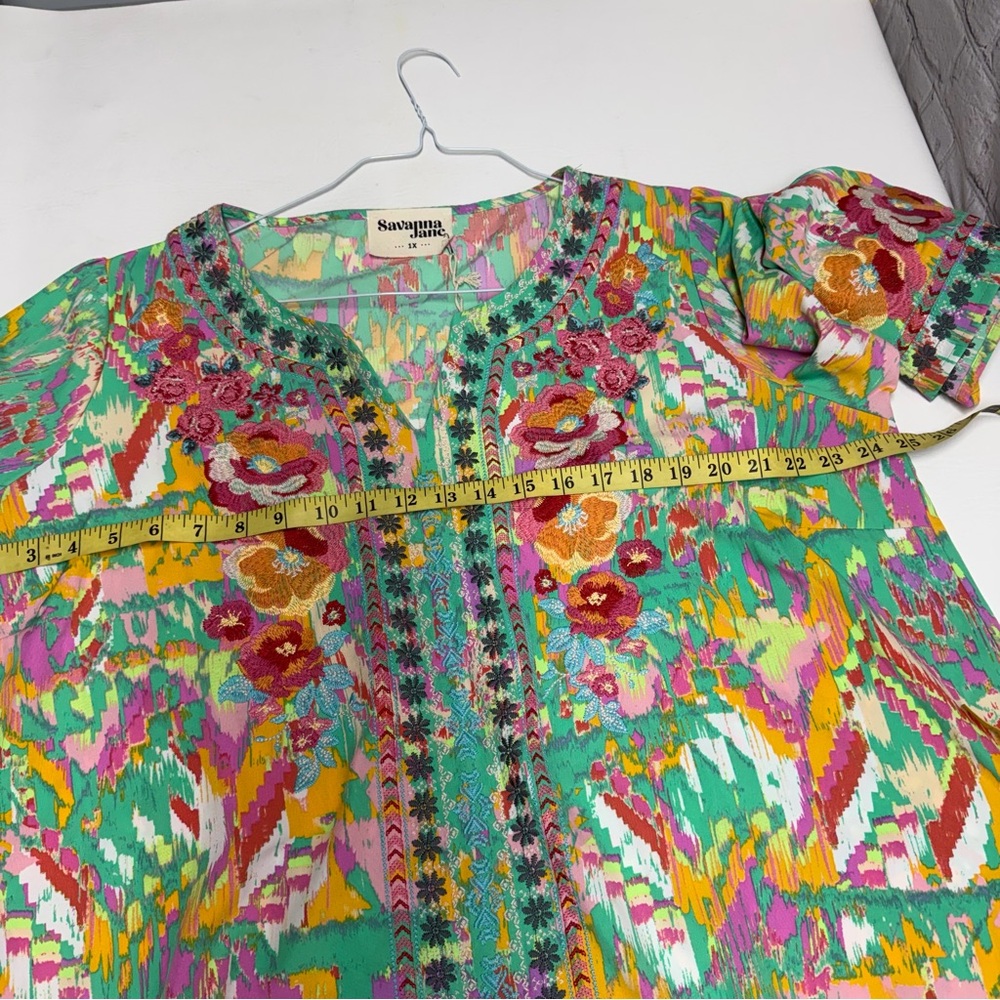 Savanna Jane Arcadia  Floral Embroidered Tunic size 1X nwt - Picture 9 of 10